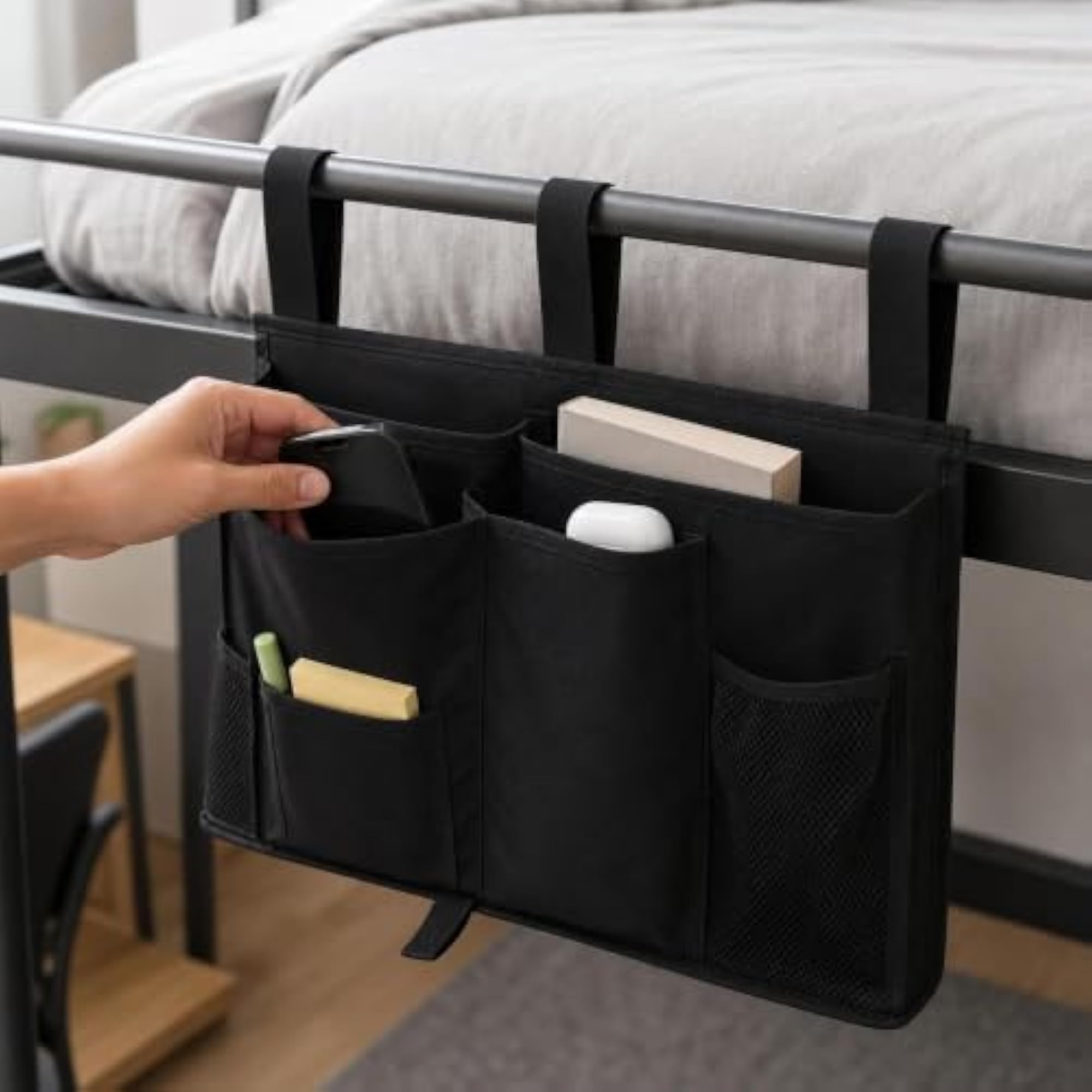 Dorm Bedside Hanging Organizer with Multi-Compartment Storage